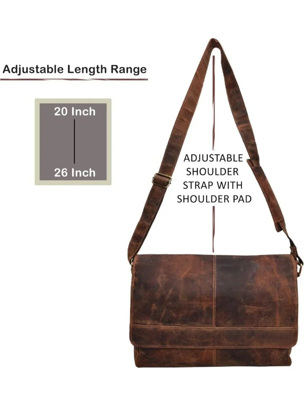 Vintage Leather Messenger Bag - 14